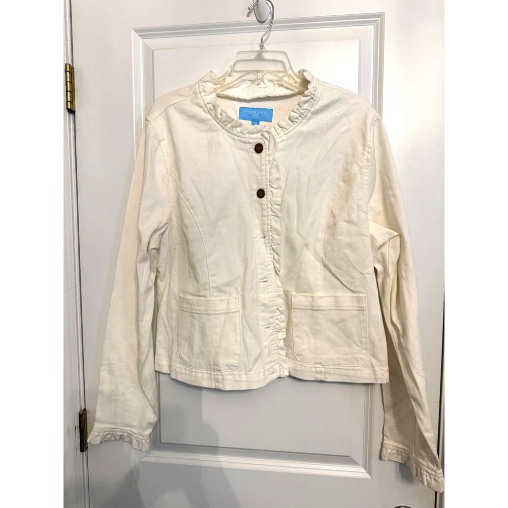 Draper James RSVP White Ruffle Denim Jacket – Women’s XXL